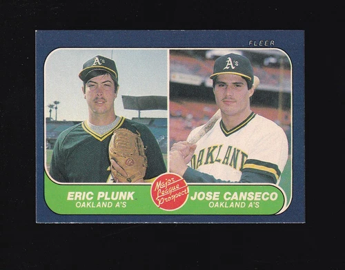 1986 Fleer Jose Canseco Eric Plunk Rookie #649 Oakland Athletics