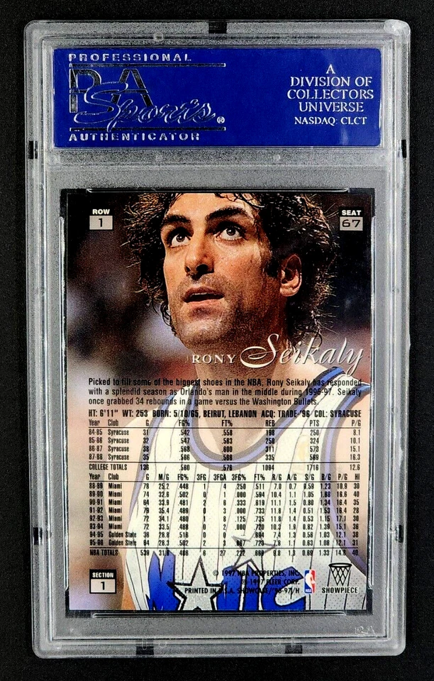 Flair Showcase 1996 fila 1 #67 Rony Seikaly tinta azul autógrafo automático PSA/ADN Foto 2 de 4