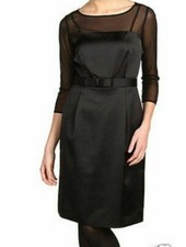 Tahari Women's Sheer Stretch Satin Little Black Dress Msrp $139.99