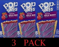 3x Kellogg's Pop Tarts FROSTED WILD BERRY Toaster Pastries 8 Count 13.5oz 3 PACK