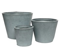 Topf Blumentopf Pflanztopf ÜBertopf Zinktopf Rund Anthrazit Antik 3Er Set