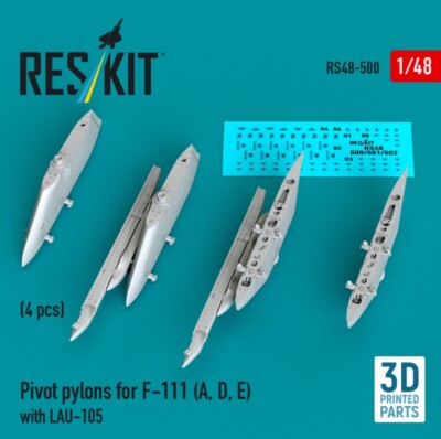 Pivot pylons for F-111 A, D, E with LAU-105 4pcs 3DPrinted 1/48 Reskit RS48-0500