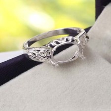 Silver 7x9 mm oval Engagement Ring Setting Engagement Semi Mount Ring Blanks