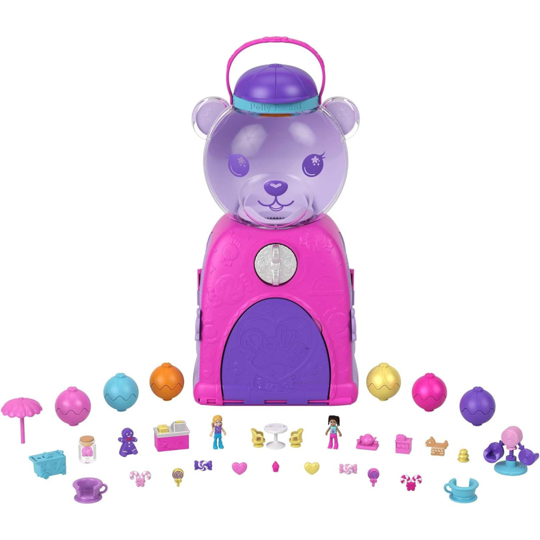 Polly Pocket Gumball Bear Playset Inc 2 Micro Dolls and 32 Accessories