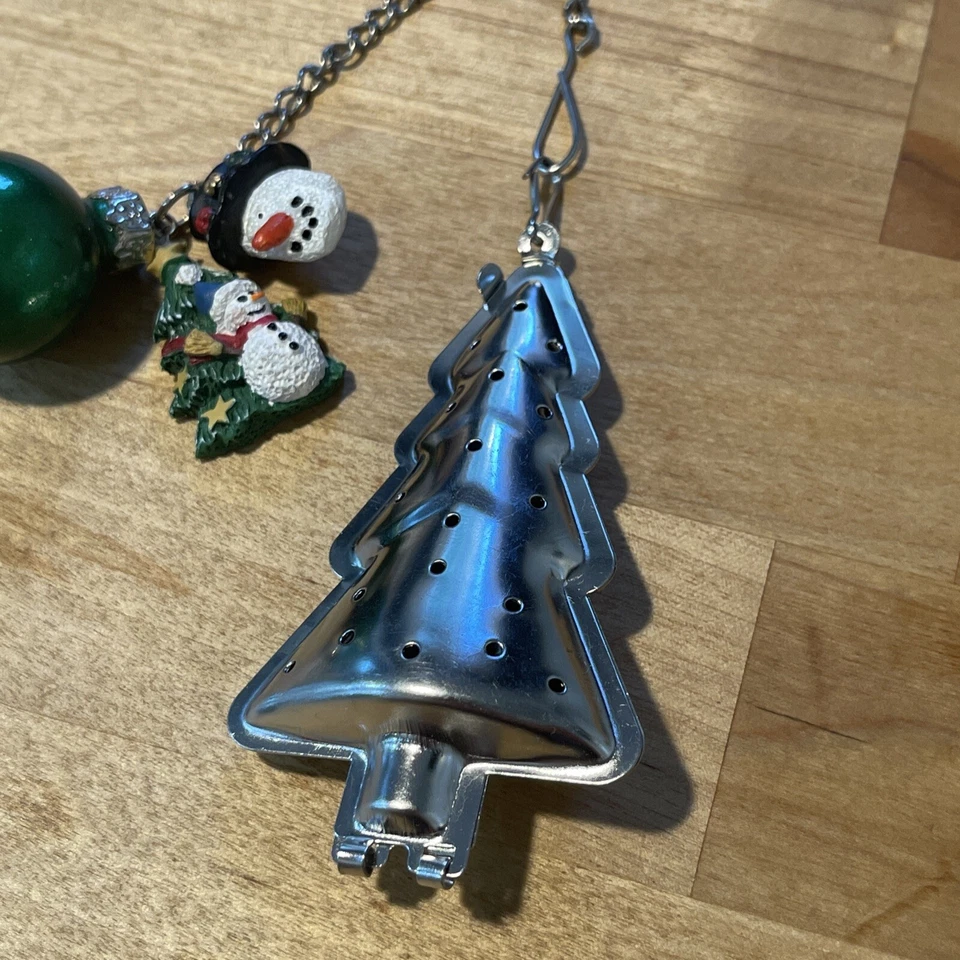 Infusor de té de árbol de Navidad para té de hierbas cadena de 4” pulgadas nuevo hecho a medida de colección Foto 2 de 4
