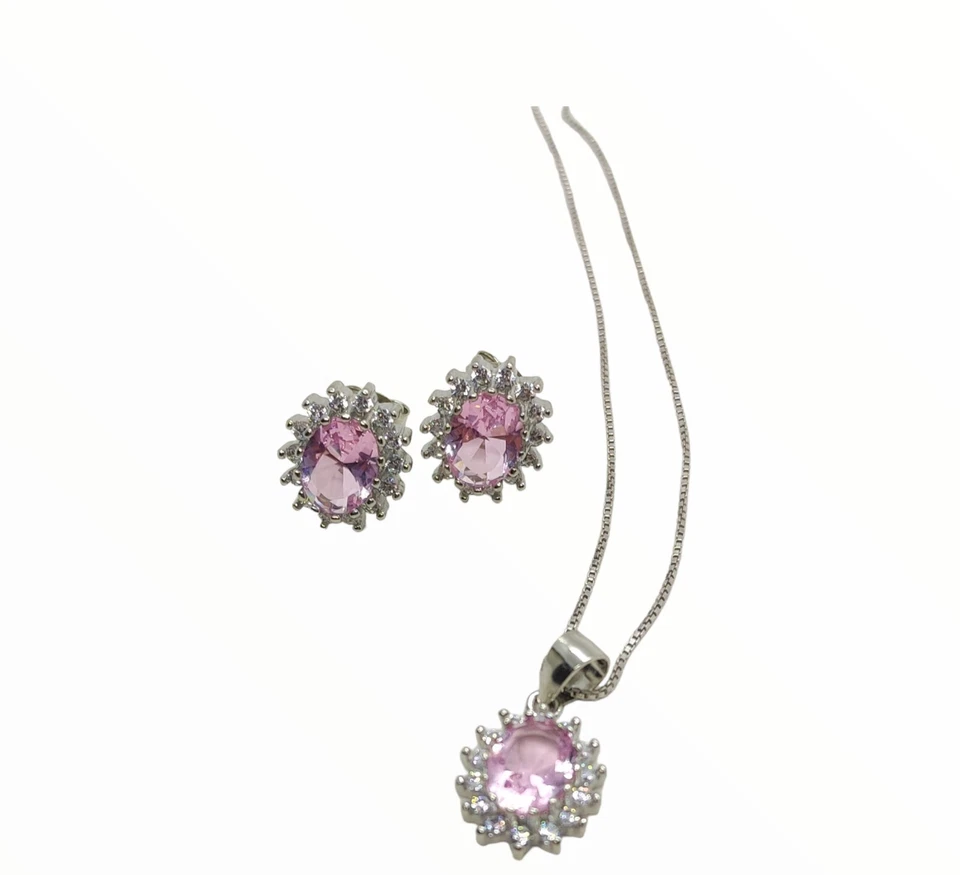 Orecchini donna pietra rosa  modello  kate argento925 bigiotteria - Immagine 3 di 4