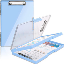 Clipboard with Storage,Heavy Duty Clip Boards 8.5X11 with 2 Storage Case,Clear V