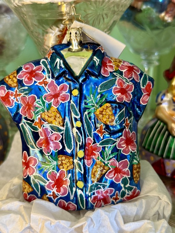 Christopher RADKO ornament Hawaiian Aloha Shirt Pineapple Surf