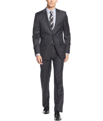 DKNY Mens Extra Slim Fit Two Button Blazer Jacket, Grey, 40 Long