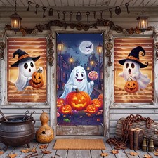 3 Pcs Cute Ghost Halloween Door Window Cover Set