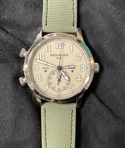 Patek Philippe Calatrava Pilot Travel Time 18kt White Gold 5524G-010 Watch Only