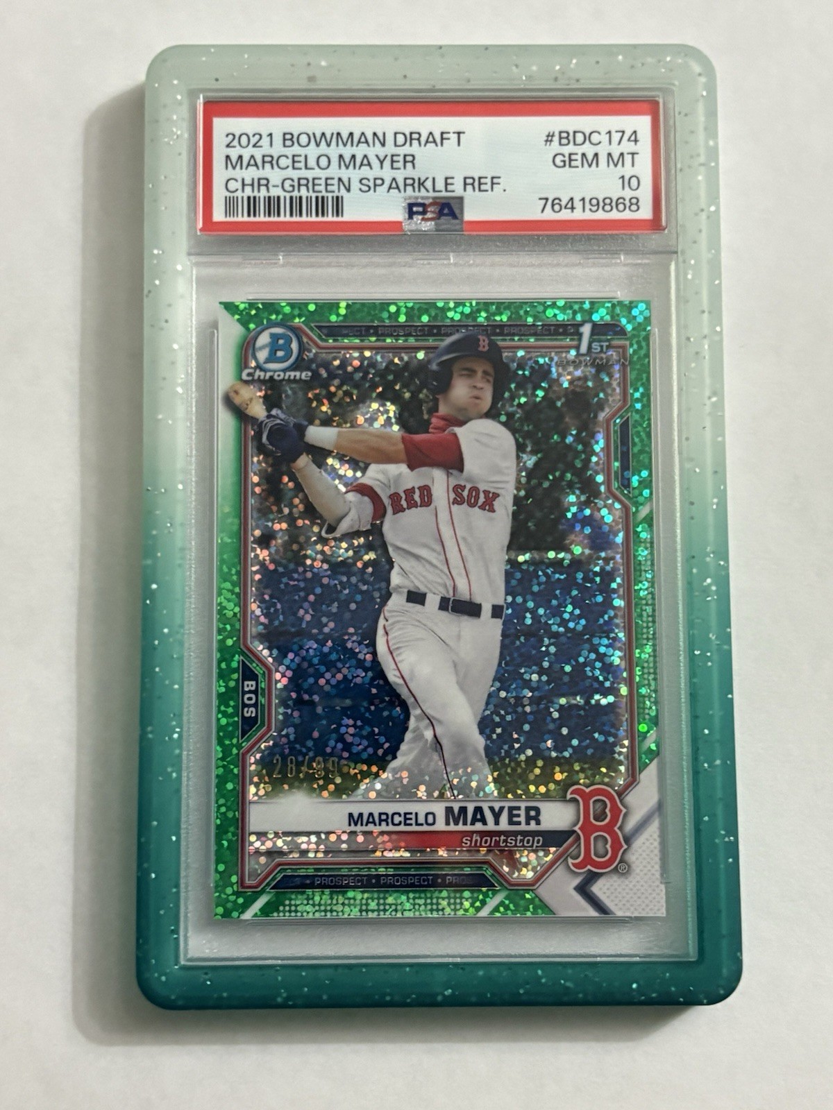2021 Bowman Draft Marcelo Mayer chrome 1st Green Sparkle Refractor /99 Psa10