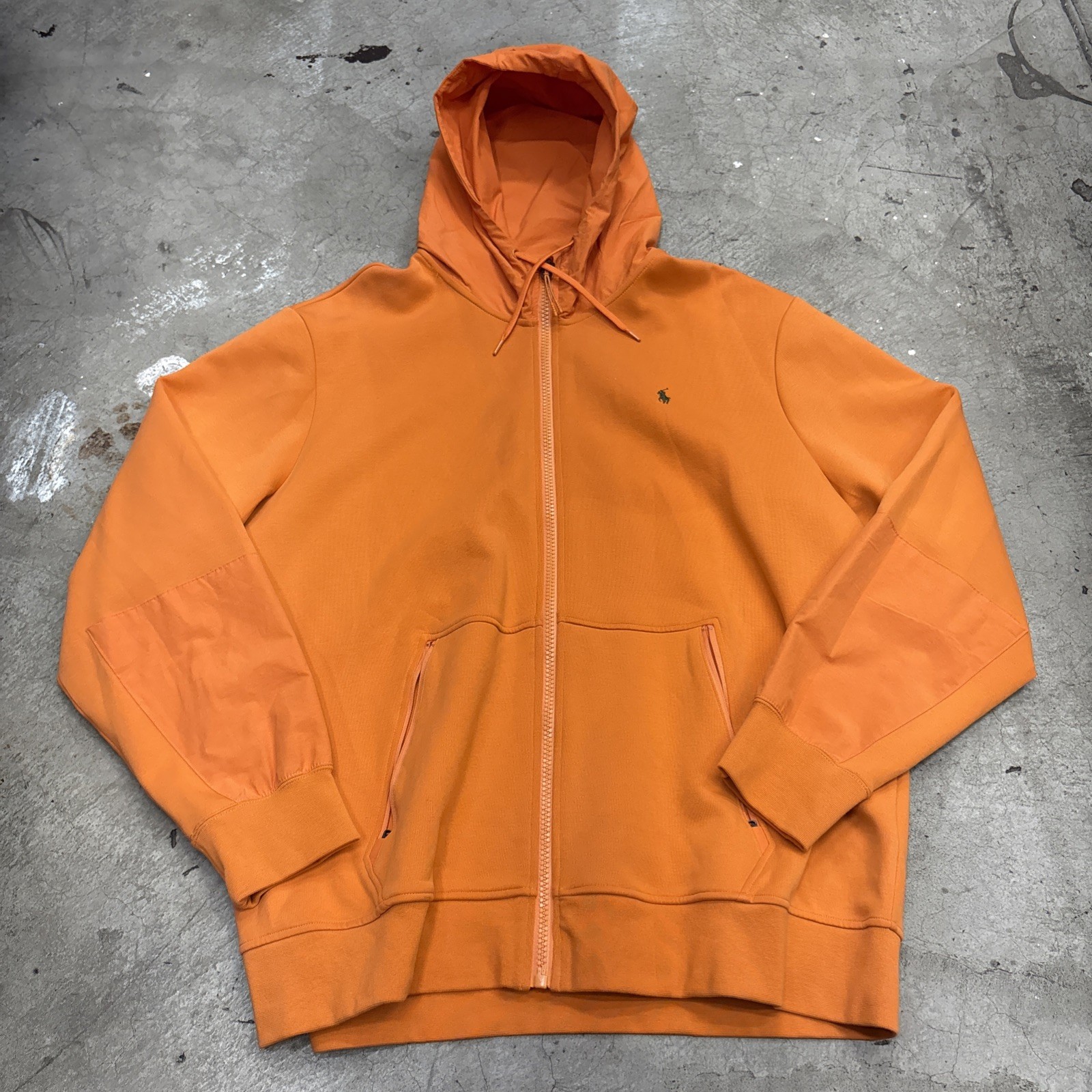 🔥Vintage Polo Ralph Lauren Orange Zip-Up Hoodie Size XXL 28x29