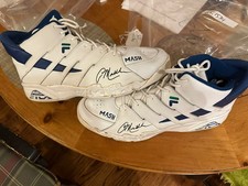 Jamal Mashburn Signed Game Worn Custom FILA Basketball Shoes JSA & GREY FLANNEL 