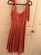 Ulla Johnson Coral Tie Strap Midi Dress Corset Bodice Lace Up A-Line Size S