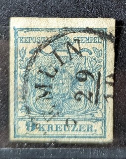 Stempel " Semlin " auf 9 Kreuzer Marke Ausgabe 1850