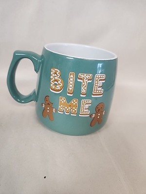 Gingerbread Man Bite Me Coffee Mug Green. A3