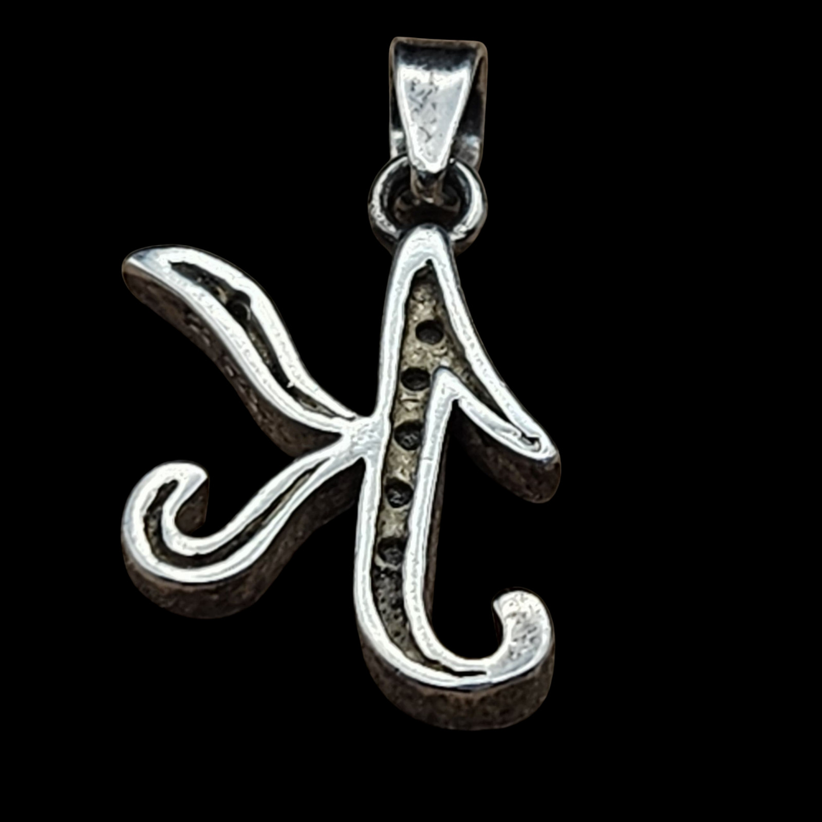 Sterling Silver Script Initial 'K' Pendant Charm … - image 2