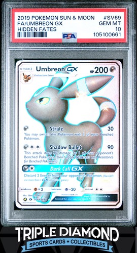 2019 Pokemon Sun & Moon Hidden Fates #SV69 Umbreon GX FA PSA 10 FDP167