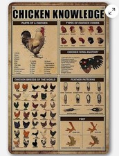 Chicken Knowledge Metal Sign Chicken Coop Tin Signs Wall Decor Breeds of Chicken