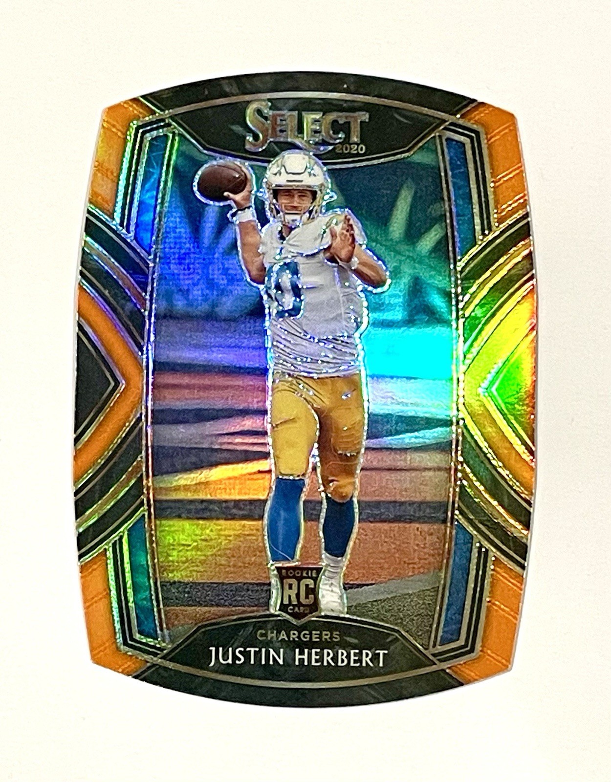 JUSTIN HERBERT 2020 SELECT CLUB LEVEL DIE CUT ORANGE PRIZM #244 LA CHARGERS RC