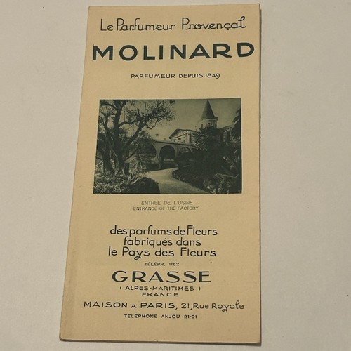Rare 1920 Brochure Map Molinard France Perfume Grasse France Pamphlet Ephemera