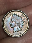 1896 Indian Head One Cent Penny- XF Details, LIBERTY, 2.5 Diamonds, Toned