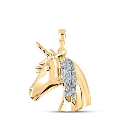 0,05 ctw natürlicher Diamant Pferd Tier Anhänger 10k Gelbgold