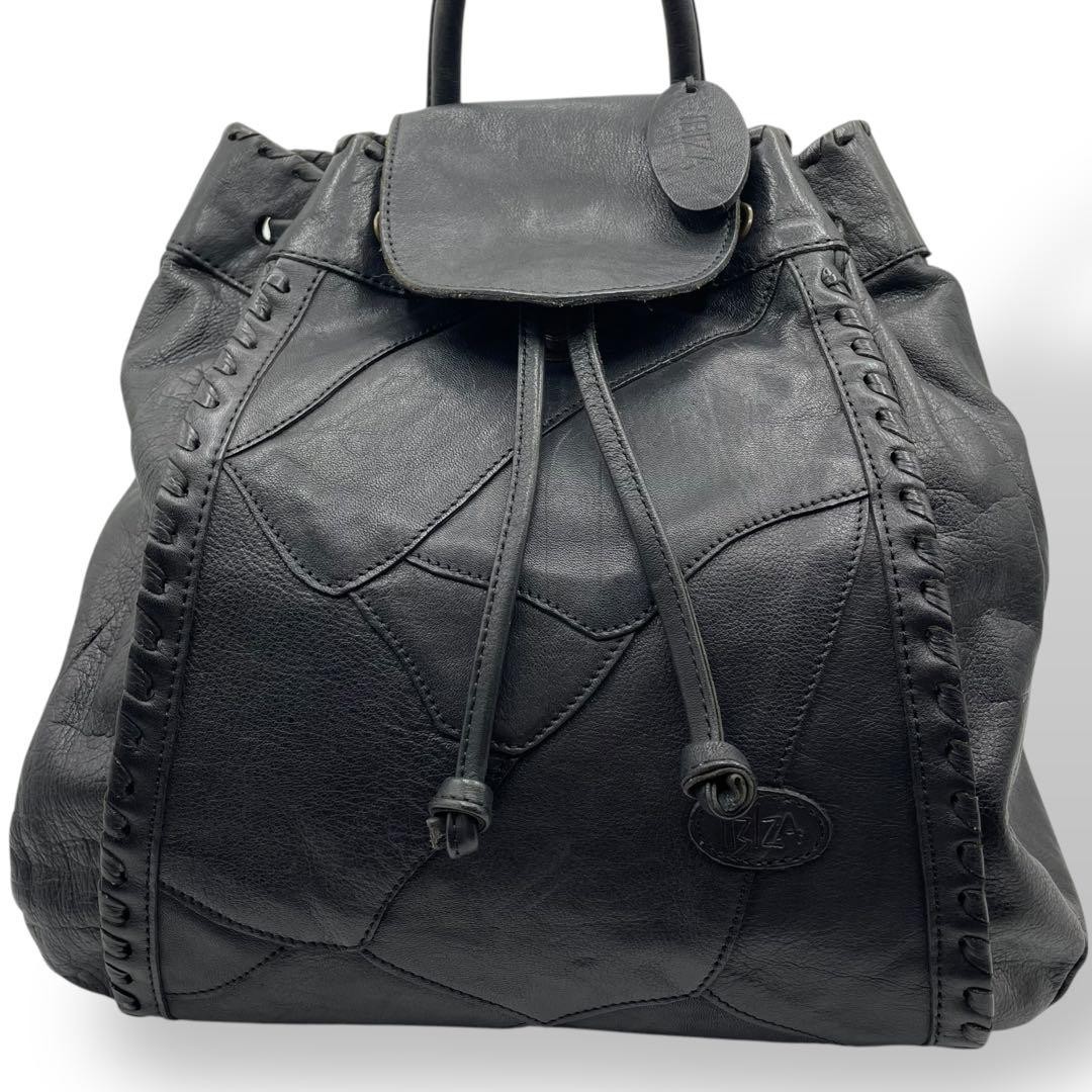 Ibiza Backpack, Leather, Patchwork, Black, Black - image 2