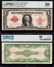VERY NICE Bold & Crisp VF 1923 $1 "RED SEAL" US Legal Tender Note! PMG 20! 41773