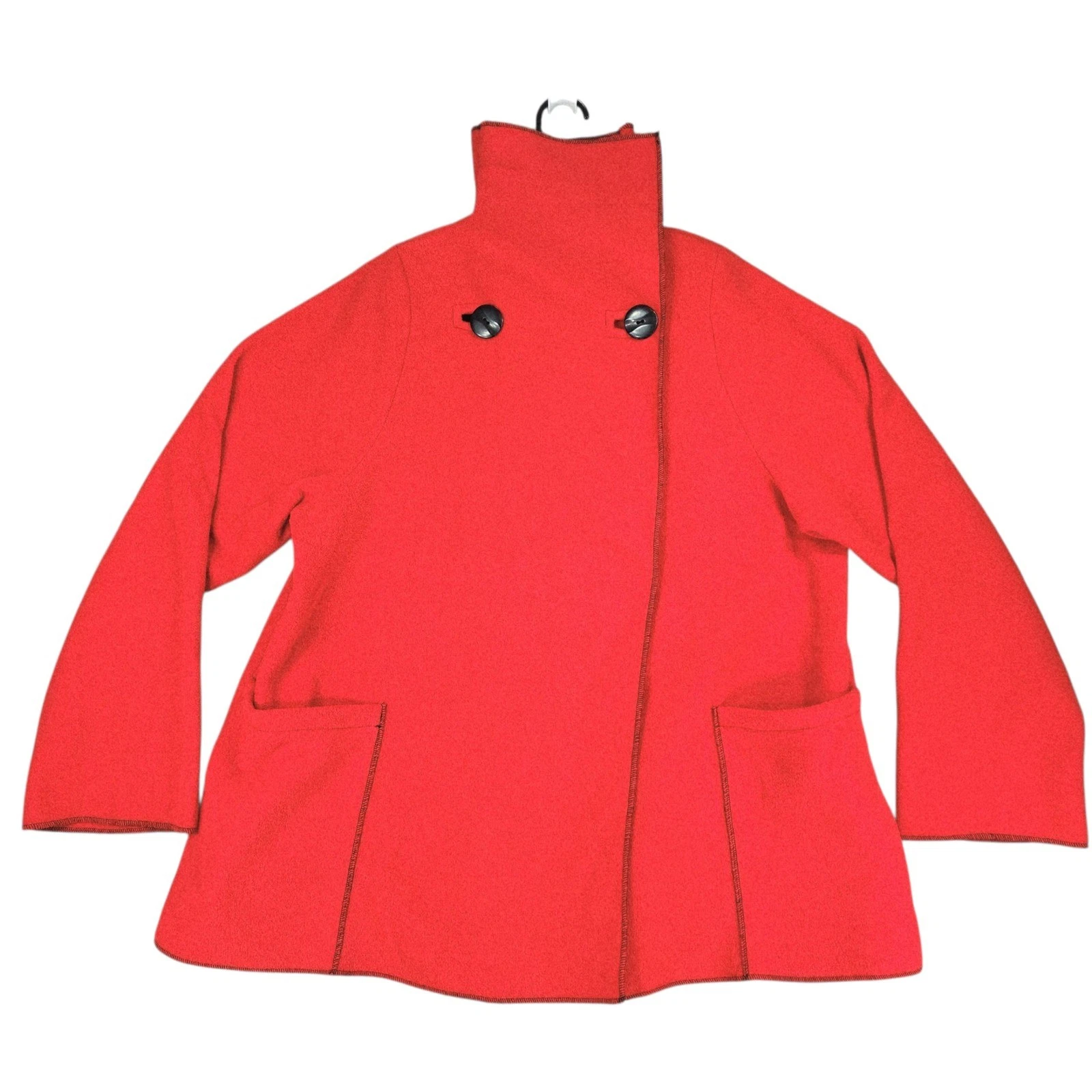 Maralyce Ferree Fleece Jacket XS Women Poncho Coat Buttons Pockets USA 80s Vtg