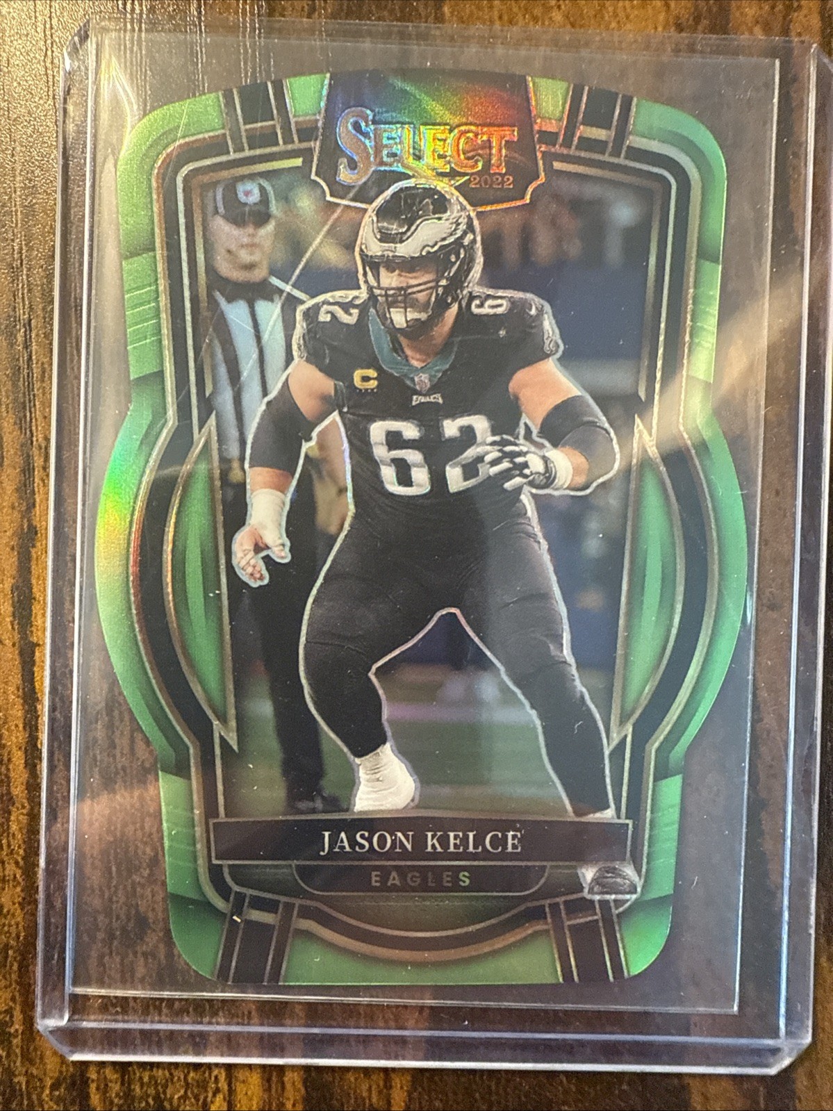 2022 Panini Select - Club Level Jason Kelce #220 Neon Green Prizm Die-Cut /299