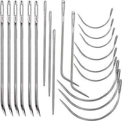 20 Leather Sewing Needles Heavy Duty Kit Curved Sack Hand Upholstery Canvas Rugs