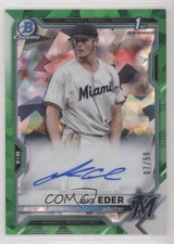 2021 Bowman Sapphire Chrome Prospects Green Refractor 7/50 Jake Eder Auto 7c5