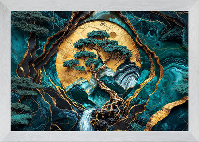 Golden Tree of Harmony Art Framed Wall Art Poster Canvas Print Picture