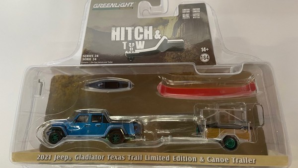 Greenlight - Jeep Gladiator Texas 2021 Mit AnhäNger GrüNe Felgen Und Kanus Au...-image