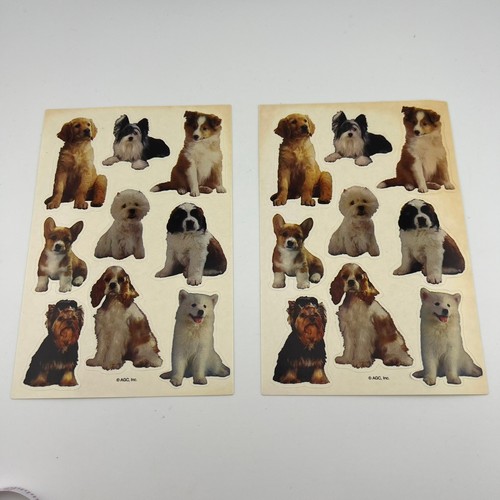 Vintage AGC Dog Puppy Sticker Sheets Lot Cocker Spaniel Corgi Yorkie Samoyed