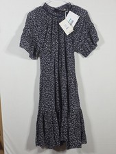 NWT Ulla Johnson Doris Dress Size 8 Midnight Navy Floral Cotton Tiered Midi