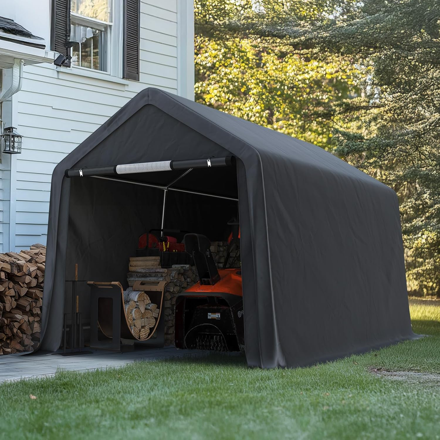 7X12 Ft 2 Roll up Doors & Vents Outdoor Portable Storage Shelter Garage ...