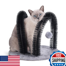 Cat Arch Self Groomer Massager & Scratcher: 2 Brushes, Plush Base, 2 Balls
