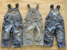 Lot Of 3 Osh Kosh OshKosh Overall Denim RR Stripe VESTBAK Size 18 months