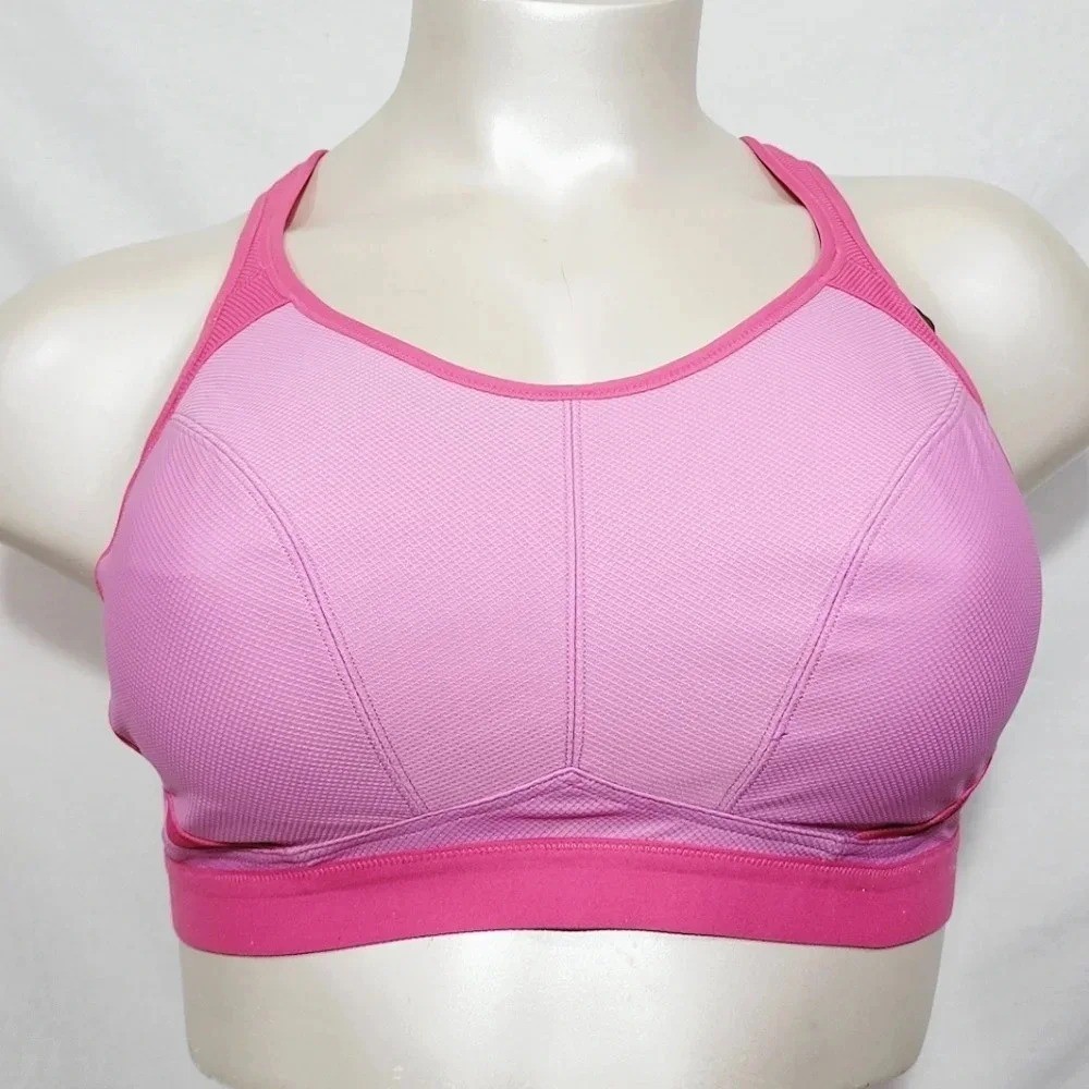 32D Felina 215152 Unity Unlined Wire Free Sports Bra Cyclamen Pop Pink NWT