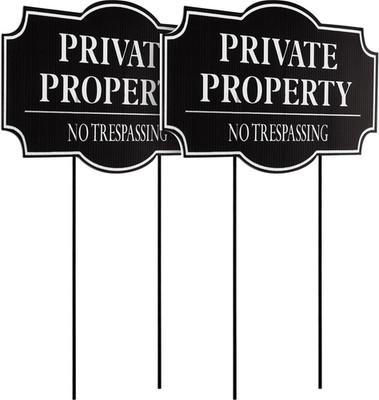 Sawysine 2 Pack Private Property No Trespassing Sign for House with Stake, 11.8