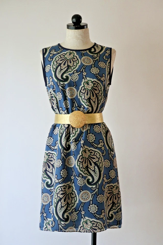 Mini Vestido Massimo Dutti Azul Estampado Paisley Seda Sin Mangas Cambio Corto Mujer 8 Foto 3 de 4