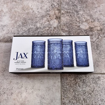 Godinger Jax Old Fashioned Blue Crystal Collection Glasses by Shannon 11oz