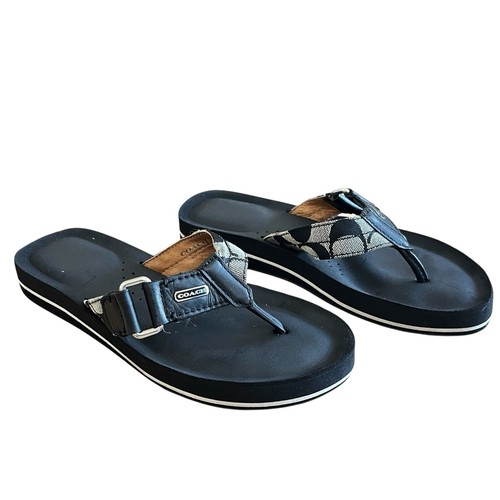 Coach Jada Thong Sandals Womens Size 36 US 5.5-6 Black Signature Series - Picture 2 of 11