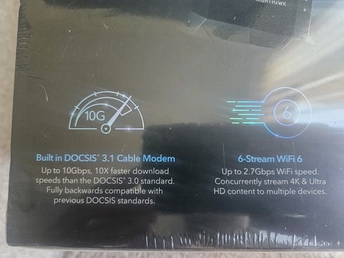 NEW NETGEAR Nighthawk Wifi Cable Modem Router Cable Gateway DOCSIS 3.1 AX2700 - Afbeelding 4 van 9