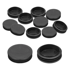 2.28" Plastic Tubing End Caps, 12Pcs Round Hole Plug Insert, Black