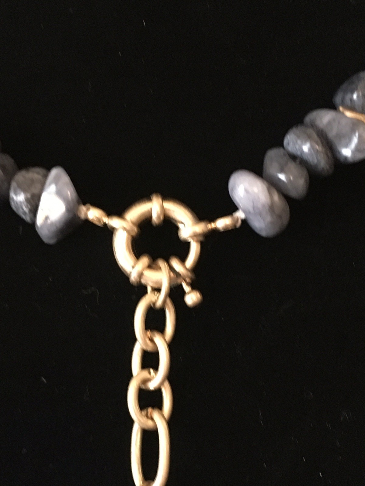 Chunky Statement Labradorite Necklace W  Gold Tog… - image 10