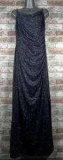 Laundry By Shelli Segal Sz 12 Y2K Navy Sparkle Gown
